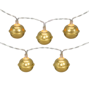 10-Count LED Gold Christmas Bells Fairy Lights, 5.5ft, Copper Wire